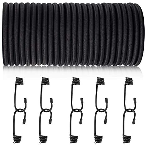 20 m elastisches Sicherheitsseil, Bungee Straps, Elastische Bungee Cords und Befestigungen, Premium Black 5 mm Shock Cord, Elastisch und Vielseitig, Perfekt für Transport, Fahrrad und Laden