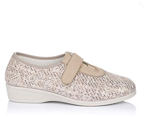 Doctor Cutillas 743 Zapatilla Estampada Gancho y Bucle Mujer BEIG 37