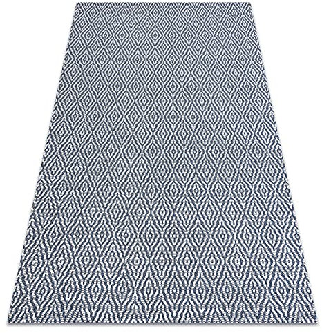 Teppich CASA ÖKO SISAL Boho dunkelblau / creme, recycelte Teppich 75x150 cm