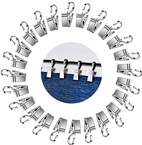 YIXISI 100 Stück Metall Clips Haken, Silber Edelstahl Vorhangclips, Edelstahl Schwerlast-Duschvorhänge Clip Haken, für Vorhänge, Fotos und Licht, Duschvorhang