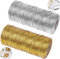 Cordon Métallique Fil Dore Deco Ficelle Dorée 2 Rouleaux 100m Fil Doré Noel pour DIY Artisanal Décoration Bricolage Tressé Emballage Les Cadeaux La Fabrication de Bijoux (Gold + Silber)