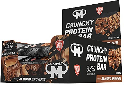 Mammut Nutrition Crunchy Protein Bar mit 15 g Protein und nur 1,3 g Zucker - Almond Brownie - 12er Pack (12 x 45 g)