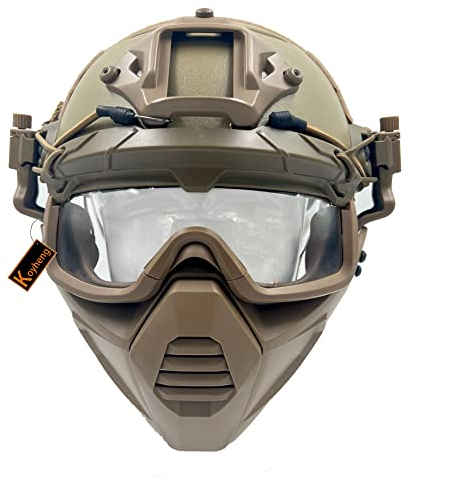 PJ Taktischer Airsoft Protection Fast Helm mit Schutzbrille und Halber Maske Geeignet für Paintball CS Games
