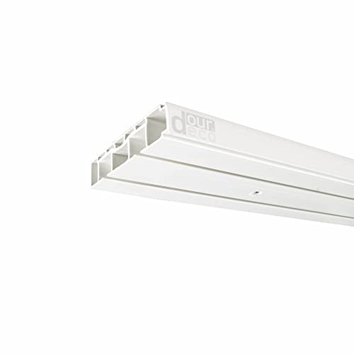 ourdeco® Vorhangschiene, Gardinenschiene weiß, 450 cm, 2-läufig (3x 150 cm inkl. Verbinder)