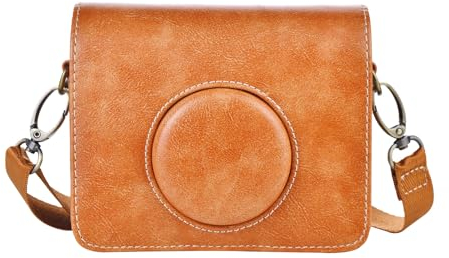 Rieibi Mini EVO Case - Retro PU Leather Protective Case for Fuji Instax Mini EVO Instant Camera - Removable Case with Adjustable Shoulder Strap - Brown