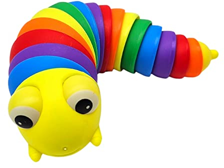 alldoro 60371 - My Flexi Worm Raupe, Klapper Rassel für Kleinkinder, Rasselspielzeug aus Kunststoff, Fidget Toy, Greifling in Regenbogen Farben, für Kinder ab 3 Jahren, Mehrfarbig