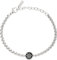 Breil, Collezione Ketch, Bracciale Uomo, con Elemento Centrale Tondo in Acciaio Bicolor con Simbolo del Timone, Pratica Chiusura a Moschettone, Lunghezza Regolabile 17.5-22.5 cm, Silver e Black
