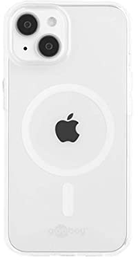 goobay 61345 iPhone Schutzhülle mit MagSafe Ladevorrichtung/kompatibel mit Apple iPhone 14 / Kameraschutz & Displayschutz/Stoßfest/Durchsichtige iPhone Hülle mit Magnetring