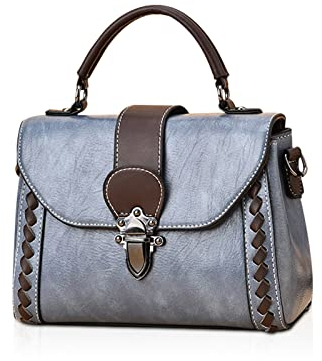 NICOLE & DORIS Handtasche Damen Klein Umhängetasche Retro Schultertaschen PU Leder Henkeltasche Top Griff Taschen Satchel Handtasche Crossbody Messenger Bag Blau