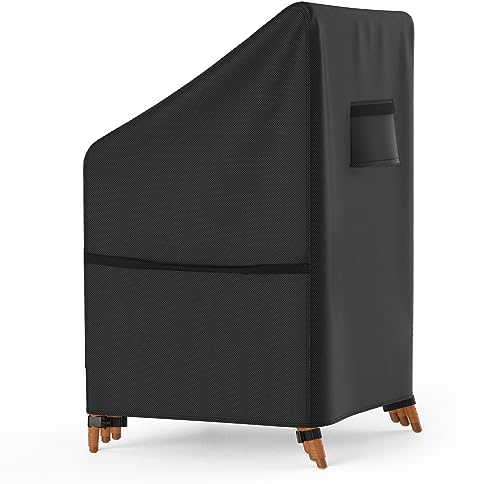 Armorget Gartenstuhl Abdeckung 65x65x80/120 cm, Abdeckung für Hochlehner Wasserdichtes 600D Oxford-PU-Beschichtung Gewebe mit großem Luftauslass, Kordelzug, 4 Schnallen, Klettverschlüssen