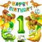 Dino Geburtstag Deko 1 Jahre, Deko Dinosaurier Geburtstag,Party Kindergeburtstag,XXL Dino Folienballon,Luftballons Grün für Dinosaurier Dekoration Dschungel Party Kinder