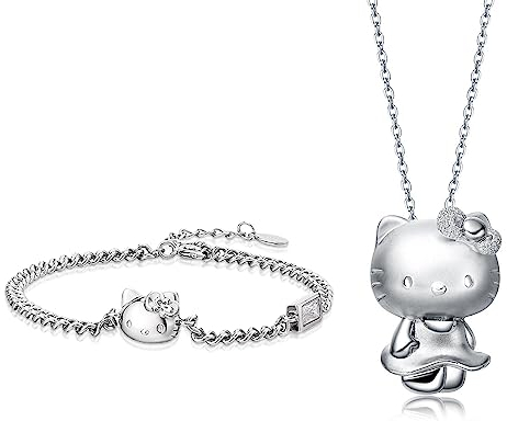 Mstnoixgc 2 Stück Cartoon Kette und Armband, Cartoon Kinderschmuck,Cartoon Halskette und Bracelet,Kawaii Schmuck Mädchen,für Kinder Schmuck Geschenk Mädchen(B)