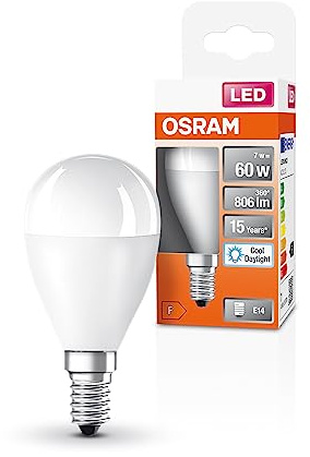 Osram LED Star Classic P60 LED Lampe für E14 Sockel, Tropfenform, matte Optik, 806 Lumen, tageslichtweiß (6500K), Ersatz für herkömmliche 60W Glühbirnen, nicht dimmbar, 1er-Pack