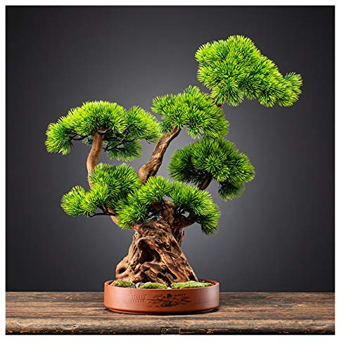 Künstliche Pflanzen Willkommen Kiefer Klippe Zypresse Simulation Bonsai Wohnzimmer Hotel Eingang Dekoration Ornamente Lila Sand Blumentopf Topfpflanzen Künstlicher Bonsai (Farbe: B) (B)