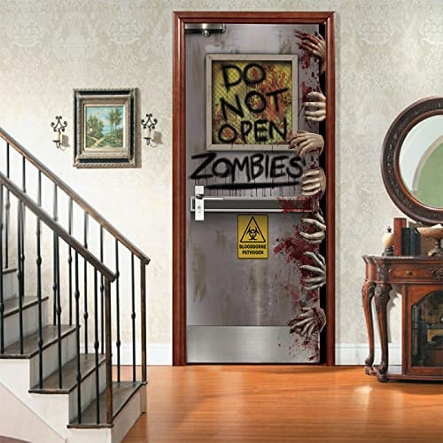 Sticker Porte Main horrible 3D pour Décoration Autocollant De Porte Chambre Salon Cuisine Salle De Bain Papier Peint Imperméable Amovible Muraux L77 x H200cm