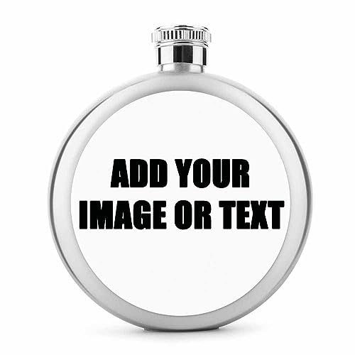 Personalisierte Edelstahlflasche Mit Ihrem Bild Oder Text – Flasche Für Spirituosen, Tragbarer, Auslaufsicherer Weintopf, Krug Für Hochzeit, Party, Outdoor, Flachmann, Individuelles Bild, 9 Cm