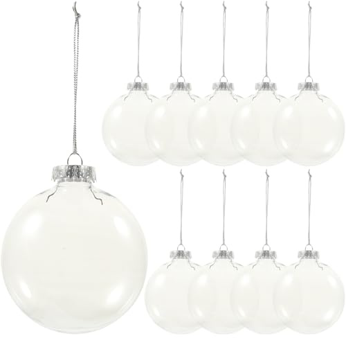 HOMSFOU 10 Bolas De Navidad Transparentes Rellenables Adornos Colgantes Planos para Árboles De Navidad Decoración DIY con Apertura Fácil para Decorar Fiestas Y Hogar