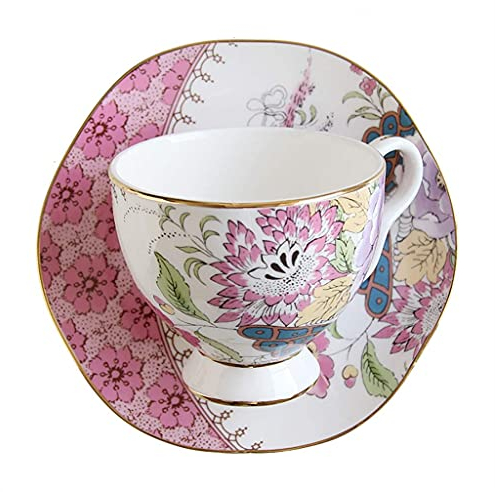 ROLTIN Tazza da tè in ceramica retrò, set da tè pomeridiano in stile pastorale inglese, tazza da caffè in porcellana dorata (D b)