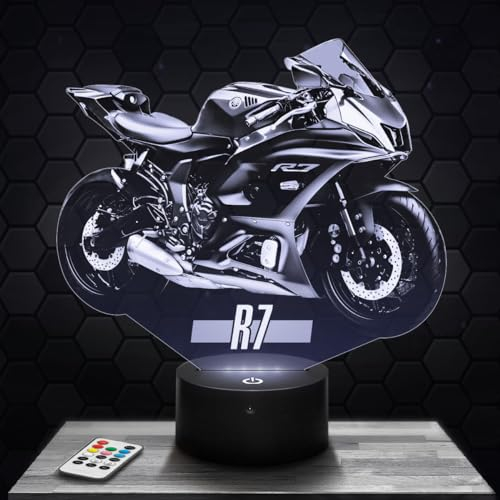 Nachttischlampe Motorrad R7 Y deko Biker. Geschenkidee Mann objekt Motorrad R7 Y Nachtlicht Erwachsene deko Zimmer. Weihnachten