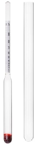 KADAX Weinthermometer zum Messen vom Alkoholgehalt, Zuckermessgerät, Robustes Alkoholmessgerät aus Glas, Alkoholmeter, Aräometer für Weinzubereitung (für Alkohol)