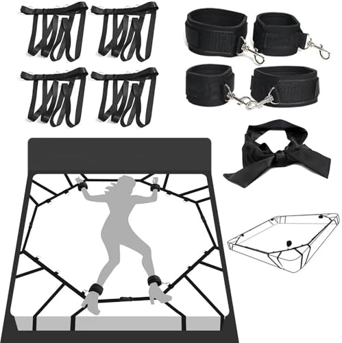 Bett Fessel Set Bondage set SM Handschellen Sexspielzeug Mit Augenmaske Verstellbaren Handgelenk Oberschenkel Manschetten Sex Toys für Paare Anfänger und Fachmann