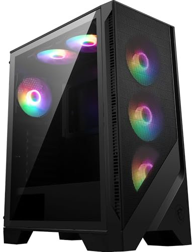 MSI - Armario de 120 A, con Ventana RGB, Midi-Tower, ATX/Micro-ATX/Mini-ITX, USB 3.2, sin Fuente, 6 Ventiladores RGB instalados, Color Negro