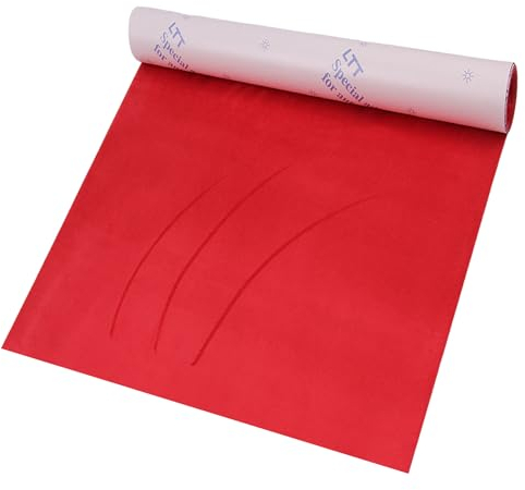 HKC Tessuto in Microfibra Autoadesivo Rosso, 42 * 150cm Pellicola Autoadesiva in Finta Pelle Scamosciata, Tessuto Elastico per Cabina di Pilotaggio, Tappezzeria, Cassetto Portagioielli