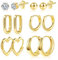 ALEXCRAFT Ohrringe Gold Set Damen, Creolen Kleine Ohrring Ohrsteck Golden, 14K Vergoldete Ohrstecker mit Zirkonia, Huggies Kreolen Eckig Herz Creolen 9ct Gold Piercing Ohrringe für Mehrere Ohrlöch