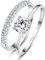 Yaresul Silber Ringe 925 Frauen Set 0,9 ct Rundschliff Cubic Zirkonia Solitär Ring Set Verlobungsring Damen Silber Stapelbar Hochzeit Ringe Set für Frauen Größe 61(19.4)