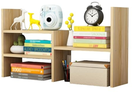 Kreatives Holz-Bücherregal, Schreibtisch-Organizer-Regal für die obere Mehrzweck-Arbeitsplatte, Aufbewahrungsregal für die Arbeitsplatte, Desktop-Bücherregal-Aufbewahrungsregal
