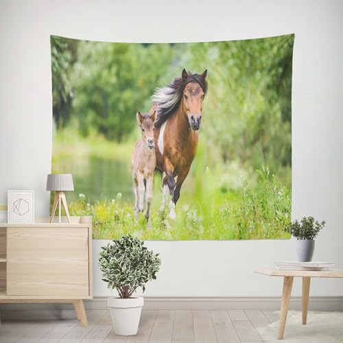 EHOMERY Wandbehang Jugendzimmer Restaurant Wanddekoration Pferd Wandteppich Wanddekoration Weihnachten Wohnzimmer Schlafzimmer Wandbehang Dekoration 100x70cm