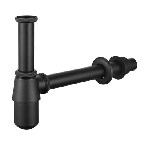 TYNXK Abfluss Badezimmer-Waschbecken-Wandablauf, P-Siphon, Verstellbarer 1-1/4-Flaschensiphon, Toilette, Verstellbarer Waschbecken-Abfluss. Universal Siphon (Color : Black)