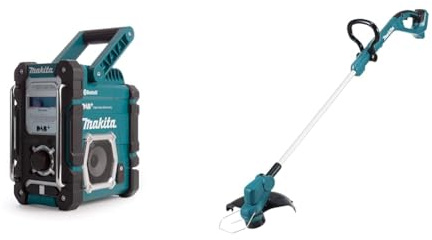 Makita DMR112 Akku-Baustellenradio 7,2 V - 18 V mit DAB+ und Bluetooth (ohne Akku, ohne Ladegerät), türkis & DUR193Z Akku-Rasentrimmer 18V (ohne Akku, ohne Ladegerät)