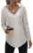 Nadeer Kapuzenpullover Damen Hoodie V Ausschnitt Sweatshirt Longshirt Pullover mit Taschen Einfarbig Waffel Oberteile für Herbst(Hellgrau,S)