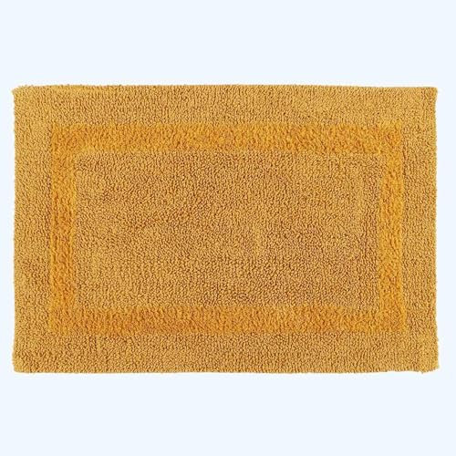 Homescapes Premium Badematte senfgelb, Badvorleger 50x80 cm, Badteppich Baumwolle mit Wende-Design