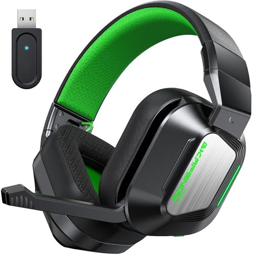 Skapendy VK82 Wireless Gaming Headset for PC, PS5, PS4-2.4GHz Lossless Audio USB & Bluetooth Gaming Headphones, Low Latency, RGB Headphones with Mic, 50Hrs Battery Life, For Mac, Tablets, Switch