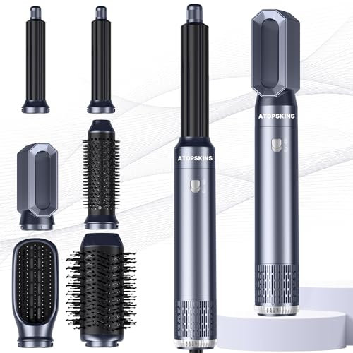 Airstyler 6 in 1 Haarstyler mit Hairstyler Föhnbürste Warmluftbürste Haartrockner Lockenstab, Glättbürste, Air styler, Geben Sie dem Haar Volumen, Glätten, Locken und Föhnen Sie Trockenes Haar