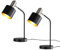 Lichtmaler Tischlampe Vintage Nachttischlampe E27 - Tischleuchte Wohnzimmer Schwarz Gold Kabel Schreibtischlampe Retro Schwenkbar Leselampe 2 Stück, Ohne Leuchtmittel