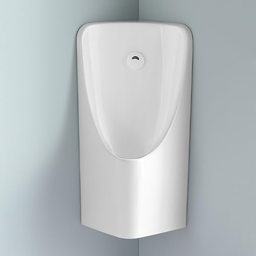 JINGSHIQIAOPL Eck Urinale für Männer, Auslaufsicher, Keramik Urinal mit Waschbecken und Wasserhahn, Pissoir für Männertoiletten, für Bars, Hotels, Öffentliche Toiletten(White)