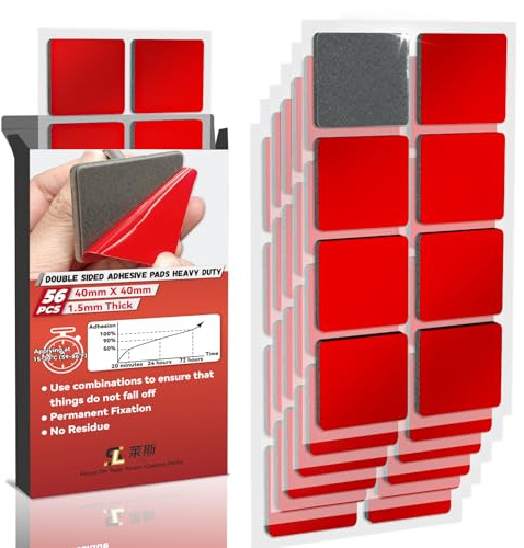 Birllaid 56 Stück Ultra Sticky Strong Pads Doppelseitige Klebepads | Quadratisch 4cm'*4cm,Hochbelastbares Montageband, Klebeband1,5 mm dick für Wände Bild,Auto, Zuhause, Büro