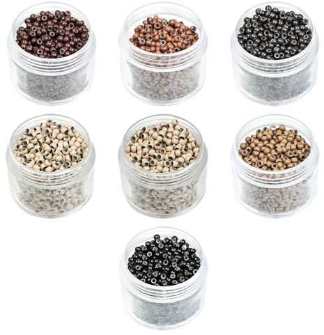 1000 Stück Mikroringe mit Silikon für Haarverlängerungen, Micro Links Ringe, Nano Ringe für Haarverlängerungen, Sicherer Halt, Wiederverwendbar, 3mm (3# Dunkelbraun)