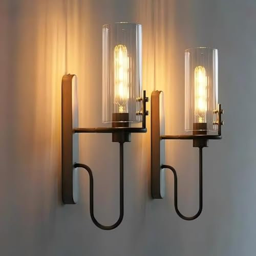 AstrizLamp Kristall Wandleuchte Gold 45cm LED Moderne Wandlampe Innen mit Glasschirm E27 Messing Wandleuchte 2er Set Wandbeleuchtung, für Wohnzimmer Schlafzimmer Flur