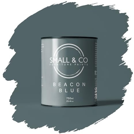 Small & Co Furniture Paint – Beacon Blue (Stormy Slate Blue Grey) Quick Drying Matte Acrylic – Durable Water-Based Cabinet & Wood Paint – Interior & Exterior – 750ml