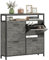 HOMCOM Narrow Shoe Cabinet with 4 Flip Drawers, Industrial Slim Shoe Storage Cabinet with Open Shelf and Adjustable Shelves for Hallway, Entryway, Holds 12-20 Pairs, Cement Grey