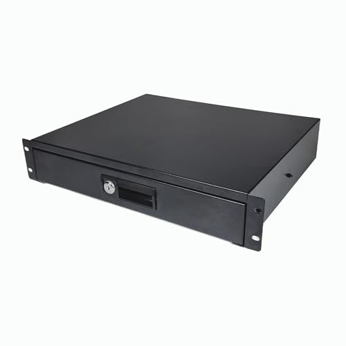 19” Rack Mount Locking Drawer – 1U Height, 370mm Depth – Secure Metal Storage for Server Rack, Network Cabinet & Flight Case