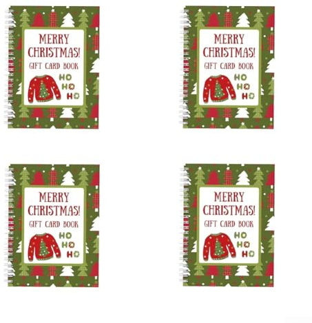 Livre de cartes sur le thème des fêtes avec couverture personnalisée, reliure à spirale et couverture rigide, conçu pour organiser les cartes de Noël et préserver les vœux saisonniers (4 pièces)