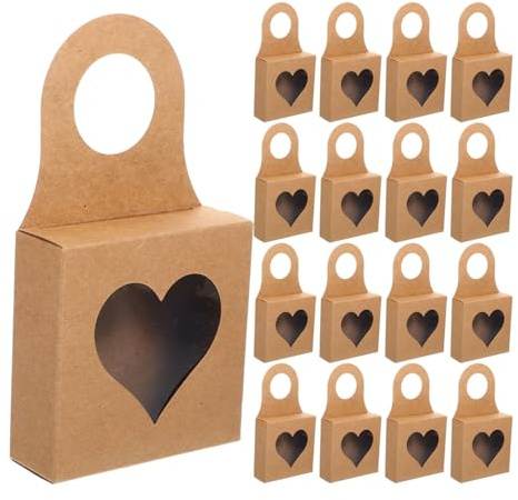 COHEALI 30pcs Wine Bottle Packaging Boxes Wine Bottle Candy Boxes Creative Reuse Function Window Display Natural Kraft Paper Texture Heart-shaped Design for Weddings Elegant Wrapping