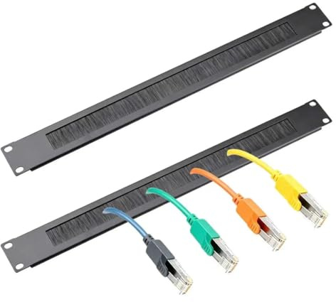 2 Pcs Brush Cable Manager 1U,19 Inch, Brush Strip Cable Management Panel | with 4 Rings Rack Mount Scrub Strip for Copper, Fibre & Coax