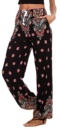 Urban CoCo Damen Pants Yoga-Hose, Schwarz/Multicolor, M