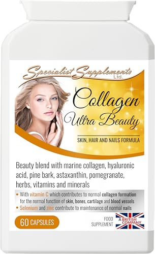 Specialist Supplements Collagen Ultra Beauty Marine Collagen, Herbal and Nutrient Complex, 60 Capsules | Herbal Complex, Nutrient Complex